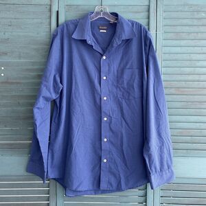 Van Heusen Classic Fit Men's Button Up Collard Shirt ~ Sz L 16.5 ~ Blue